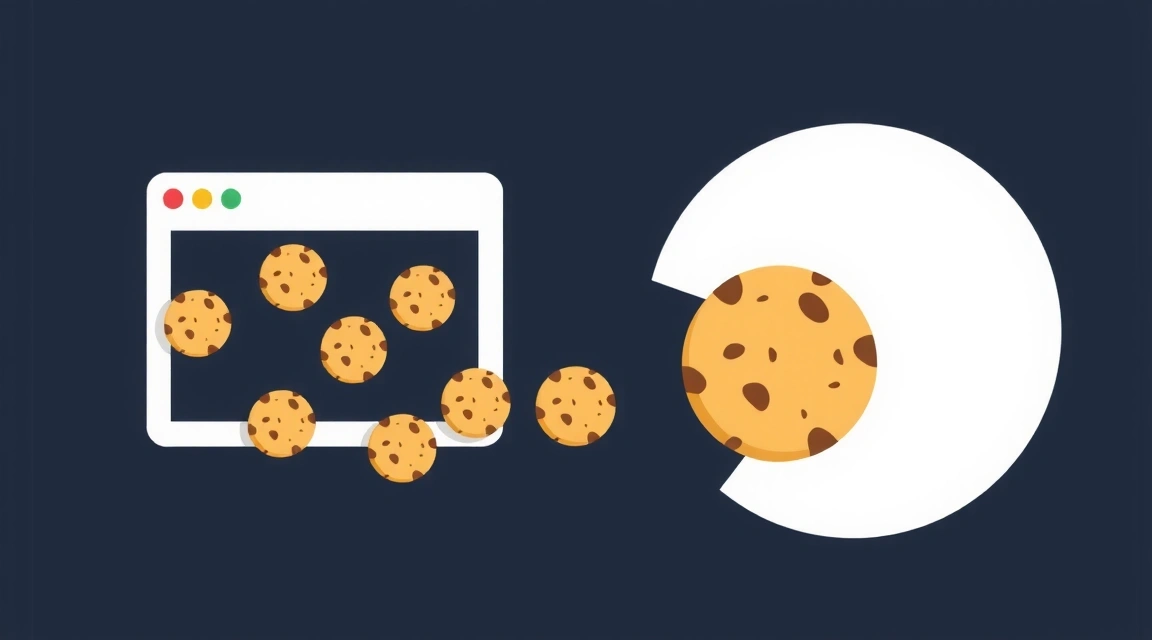 Ilustrace souborů cookie jako malých digitálních značek